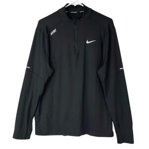 Nike Running Dri-Fit Black Pullover Large Quarter Zip Mock Neck Long Sleeve